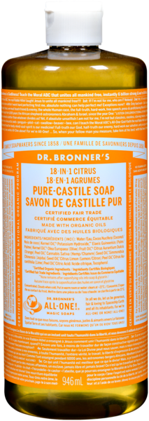 Dr. Bronner's 18-in-1 Agrumes Savon de Castille Pur 946 ml