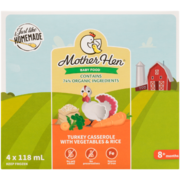 Mother Hen Baby Food Turkey Casserole with Vegetables & Rice 8+ Months 4 x 118 ml