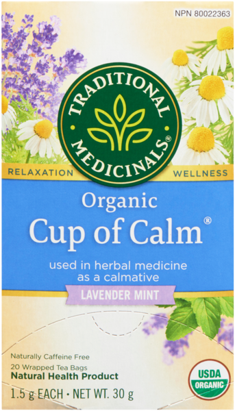 Traditional Medicinals Cup of Calm Lavender Mint Organic 20 Wrapped Tea Bags x 1.5 g (30 g)