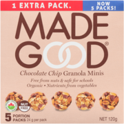 Made Good Bouchées Granola Pépites de Chocolat 5 Emballages d'Une Portion x 24 g (120 g)