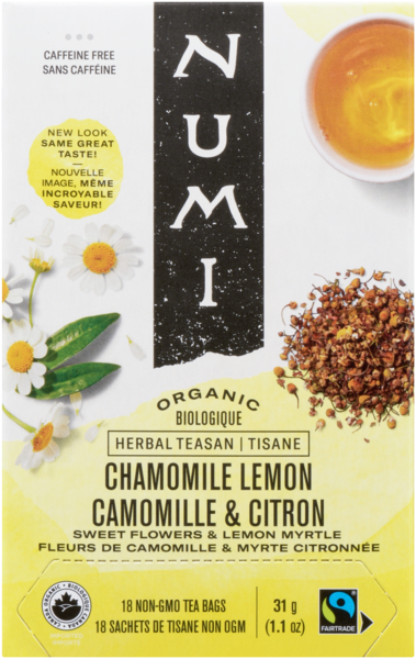 Numi Tisane Camomille & Citron Biologique 18 Sachets de Tisane Non OGM 31 g