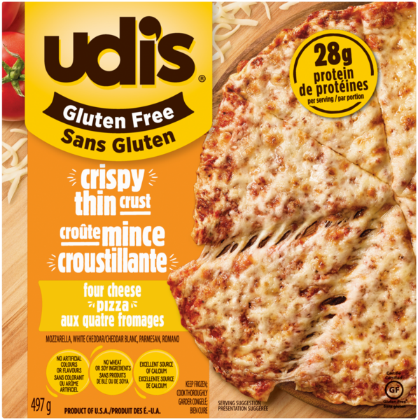 Udi's Sans Gluten Pizza aux Quatre Fromages Croûte Mince Croustillante 497 g