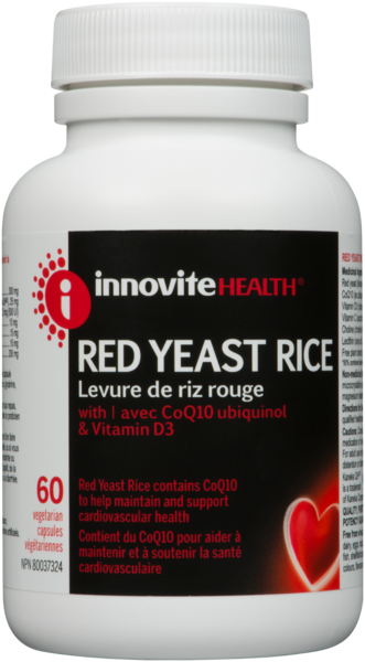 Innovite Health Levure de Riz Rouge avec CoQ10 Ubiquinol & Vitamin D3 60 Capsules Végétariennes