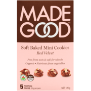 Made Good Soft Baked Mini Cookies Red Velvet 5 Portion Packs x 24 g (120 g)