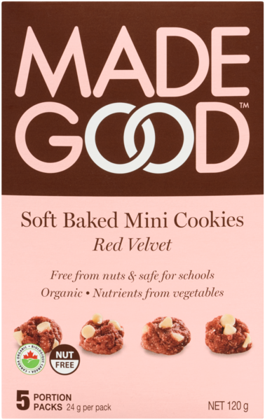 Made Good Mini-Biscuits Moelleux Velours Rouge 5 Emballages d'Une Portion x 24 g (120 g)