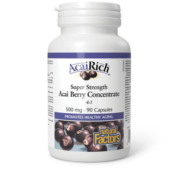 Natural Factors AcaiRich Ultra-fort Concentré de baies d’açaï  500 mg  90 capsules