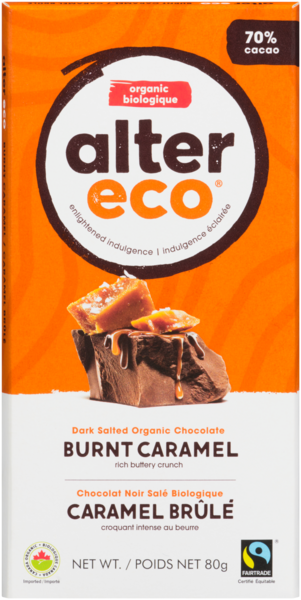 Alter Eco Chocolat Noir Salé Biologique Caramel Brûlé 80 g