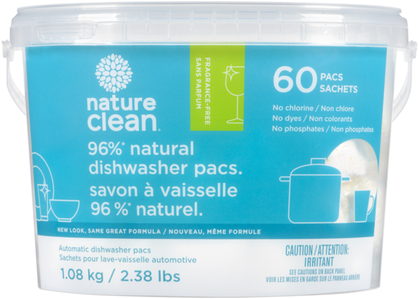Nature Clean Sachets pour Lave-Vaisselle Automotive Sans Parfum 60 Sachets 1.08 kg