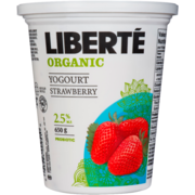 Liberté Organic Strawberry Yogourt 2.5% M.F. 650 g