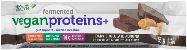Genuine Health Fermented Vegan Proteins+ Barre Chocolat Noir et Amande 55 g