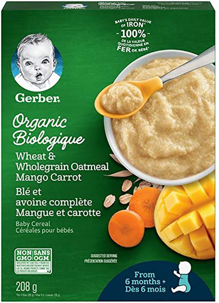 Gerber Céréales Bio Mangue Carotte Blé Avoine
