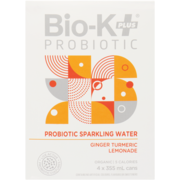Bio-K Plus Probiotic Sparkling Water Ginger Turmeric Lemonade Organic