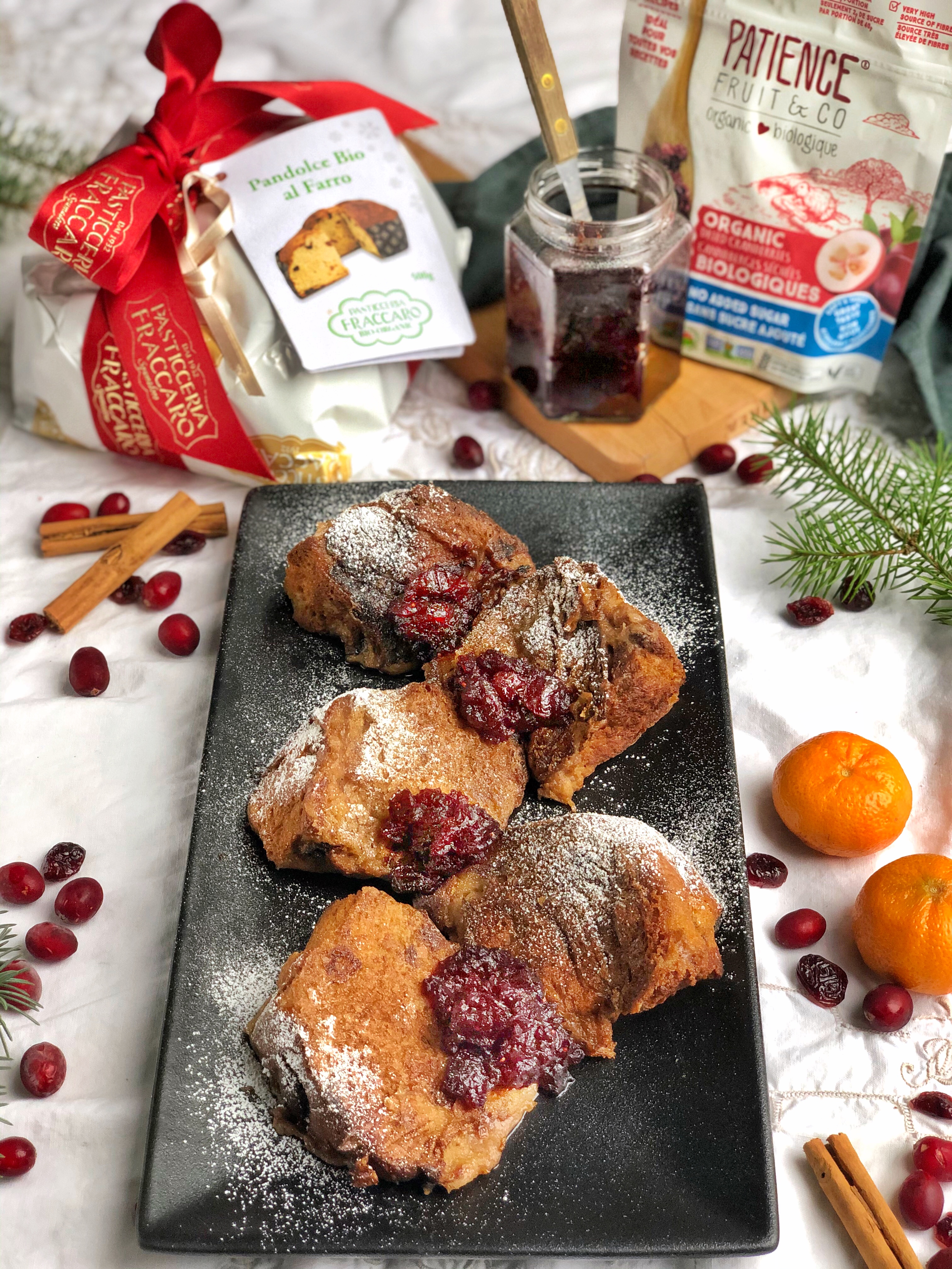 Panettone French Toast with Cranberry-Clementine Marmelade