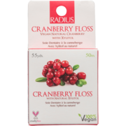 Radius Vegan Natural Cranberry Floss with Xylitol 55 yds. 50 m.