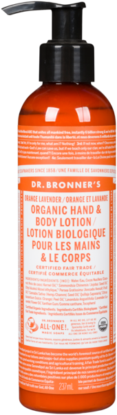 Dr. Bronner's Lotion Biologique pour les Mains & le Corps Orange et Lavande 237 ml