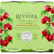 Maison Riviera Petit Pot Organic Yogourt Morello Cherry 3.2% Milk Fat 4 x 120 g
