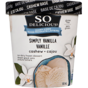 So Delicious Dairy Free Non-Dairy Frozen Dessert Simply Vanilla Cashew 