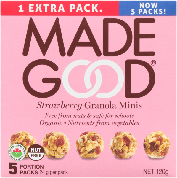 Made Good Bouchées Granola Fraise 5 Emballages d'Une Portion x 24 g (120 g)