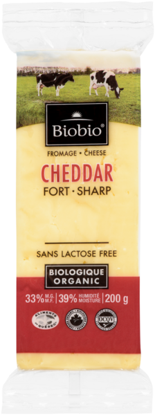Biobio Fromage Cheddar Fort Biologique 33% M.G. 200 g