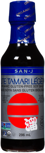 San-J Sauce Soya Sans Gluten Biologique Tamari Légère 296 ml