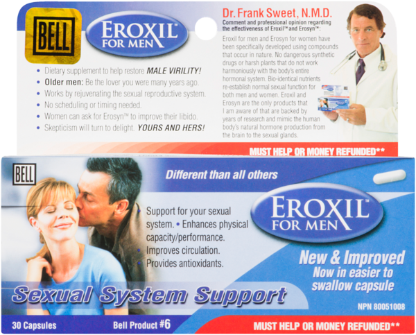 Bell Eroxil pour Hommes Support pour le Système Sexuel 30 Capsules