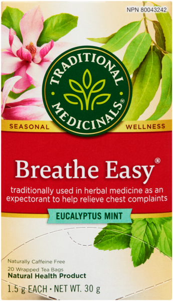 Traditional Medicinals Breathe Easy Eucalyptus Mint 20 Wrapped Tea Bags x 1.5 g (30 g)