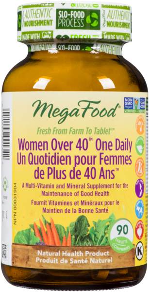 Megafood Multivitamines Quotidiennes pour Femmes de 40 Ans + 90 Comprimés