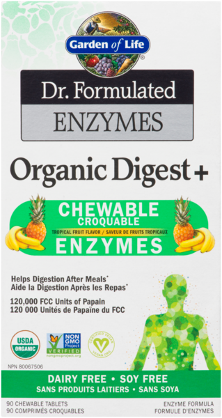 Dr. Formulated - Enzymes Organic Digest+ - Comprimés croquables - Longue conservation