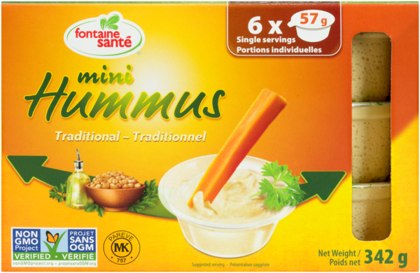 Fontaine Santé Mini Hummus Traditionnel 6 Portions Individuelles x 57 g (342 g)
