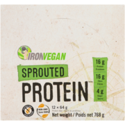Iron Vegan Sprouted Protein Noix de Coco et Noix de Cajou 12 Barre de Protéines x 64 g (768 g)