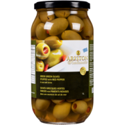 Ariston Greek Green Olives Stuffed with Red Pepper in Sea Salt Brine 1 L