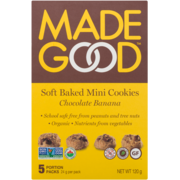 Made Good Mini-Biscuits Moelleux Chocolat Banane 5 Emballages d'une Portion x 24 g (120 g)