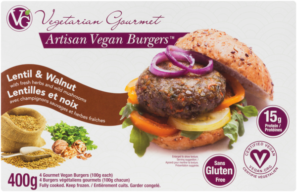 VG Gourmet Burger Veganique Lentilles Noix