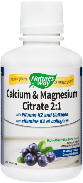 Nature's Way Calcium & Magnesium Citrate 2:1 Saveur de Bleuet 500 ml