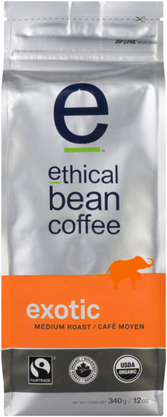 Ethical Bean Coffee Exotic Café Moyen Café Arabica en Grains Entiers 340 g