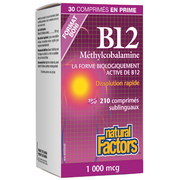 Natural Factors B12 Méthylcobalamine 1 000 mcg 210 comprimés sublinguaux