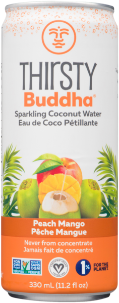 Thirsty Buddha Eau De Noix De Coco Gazéifiée -  Saveur Pêche Et Mangue