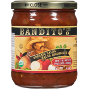Bandito's Organic Salsa Hot & Spicy 454 g