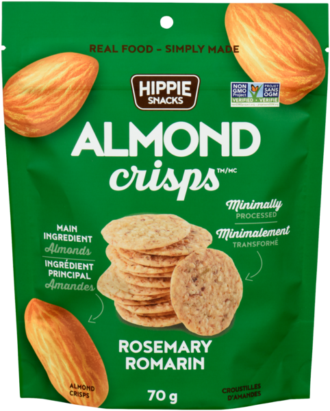 Hippie Snacks Almond Crisps Croustilles d'Amandes Romarin 70 g