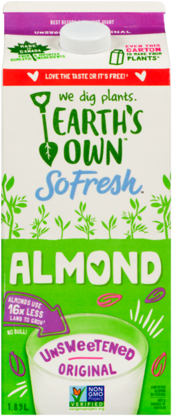 Earth's Own So Fresh Fortified Almond Beverage Unsweetened Original 1.89 L