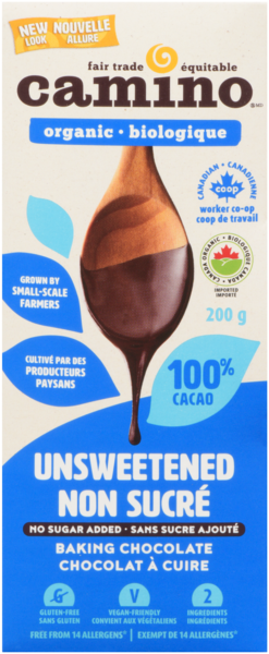 Camino Chocolat à Cuire Non Sucré Biologique 200 g