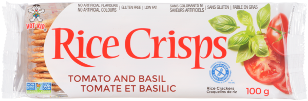 Hot-Kid Rice Crisps Craquelins de Riz Tomate et Basilic 100 g