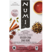 Numi Black Tea Golden Chai Organic 18 Non GMO Tea Bags 47 g