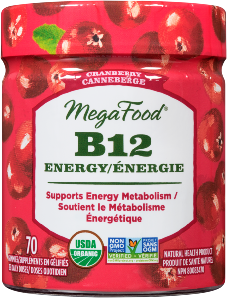 Megafood Vitamine B-12 Énergie Canneberge 70 Gelifiés