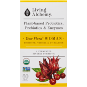 Living Alchemy Votre Flore Probiotiques, Prébiotiques et Enzymes d'Origine Végétale Femme 60 Capsules Végétaliens