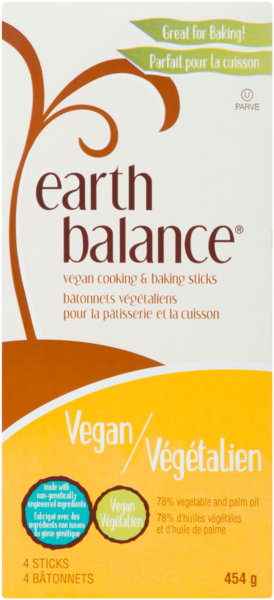 Earth Balance Bâtonnets Végétaliens pour la Pâtisserie et la Cuisson 4 Bâtonnets 454 g