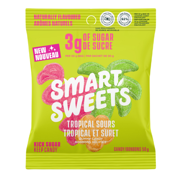 Smartsweet Bonbons Gélifiés Acide Tropical (3 Saveurs) 50G