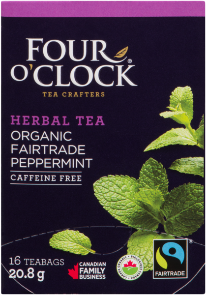 Four O'Clock Herbal Tea Organic Fairtrade Peppermint 16 Teabags 20.8 g