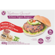Vegetarian Gourmet Artisan Vegan Burgers Mexican 3-Bean 4 Gourmet Vegan Burgers 400 g