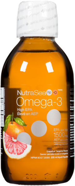 NutraSea hp +D Liquide Omega-3 Saveur Pamplemousse et Tangerine 200 ml